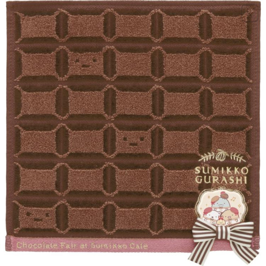 Japan San-X Mini Towel Handkerchief - Sumikko Gurashi : Chocolate Fair at Sumikko Cafe Dark - 1