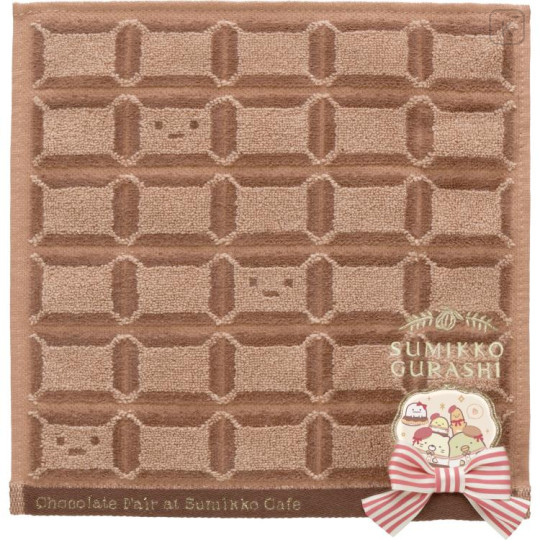 Japan San-X Mini Towel Handkerchief - Sumikko Gurashi : Chocolate Fair at Sumikko Cafe Milk - 1