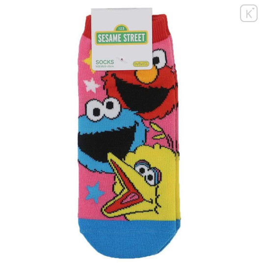 Japan Sesame Street Socks - Cookie Monster & Elmo & Big Bird : Pink - 1