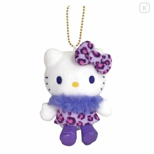 Japan Sanrio Mascot Holder - Hello Kitty : Leopard Collection Purple - 1