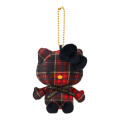 Japan Sanrio Mascot Holder - Hello Kitty : Tartan Collection Black - 1