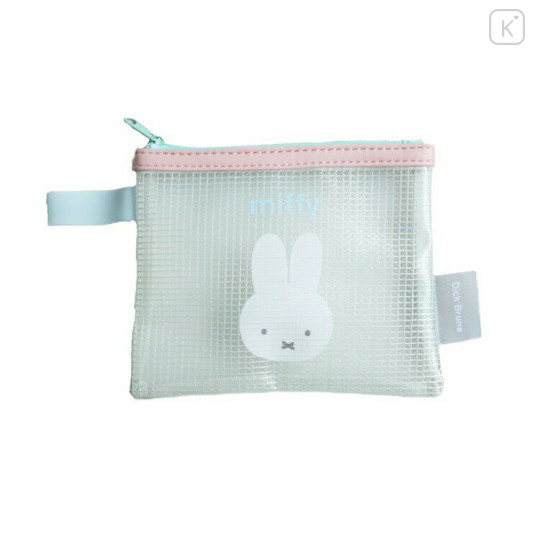 Japan Miffy Clear Flat Mini Pouch - Miffy : Grey Pink - 1