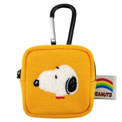 Japan Peanuts Mini Pouch with Carabiner - Snoopy : Colorful Deep Yellow