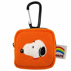 Japan Peanuts Mini Pouch with Carabiner - Snoopy : Colorful Orange