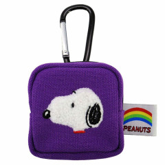 Japan Peanuts Mini Pouch with Carabiner - Snoopy : Colorful Purple