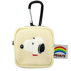 Japan Peanuts Mini Pouch with Carabiner - Snoopy : Colorful Beige