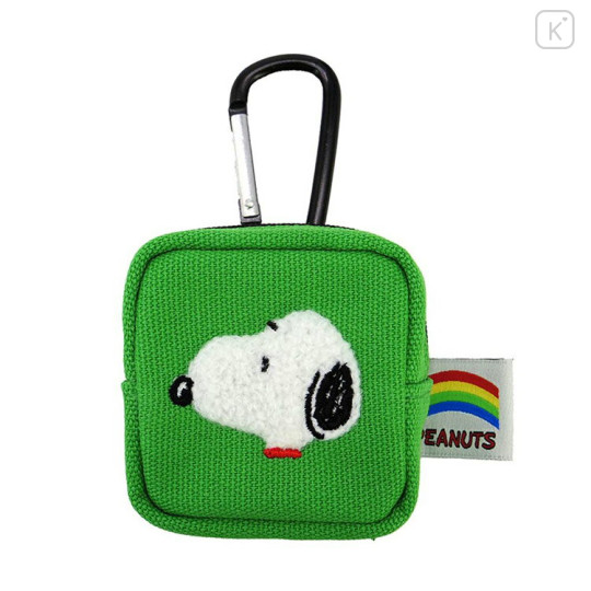 Japan Peanuts Mini Pouch with Carabiner - Snoopy : Colorful Green - 1
