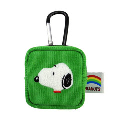 Japan Peanuts Mini Pouch with Carabiner - Snoopy : Colorful Green