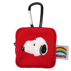 Japan Peanuts Mini Pouch with Carabiner - Snoopy : Colorful Red