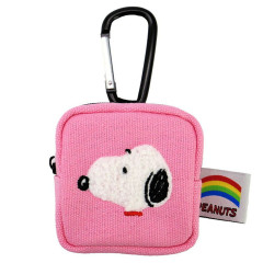 Japan Peanuts Mini Pouch with Carabiner - Snoopy : Colorful Pink