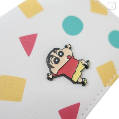 Japan Crayon Shin-chan Bifold Pass Case Card Holder with Reel - Shinnosuke Nohara : Pajama White - 4