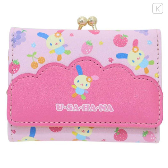 Japan Sanrio Trifold Wallet - Usahana : Fruits Orange Pink - 1