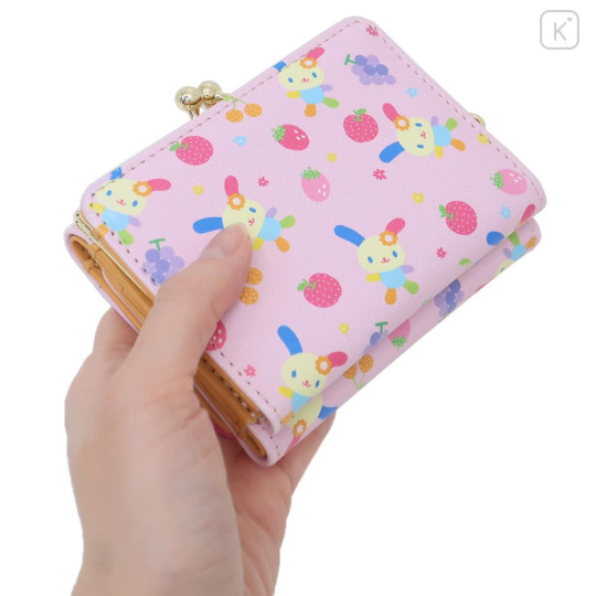 Japan Sanrio Trifold Wallet - Usahana : Fruits Orange Pink - 2