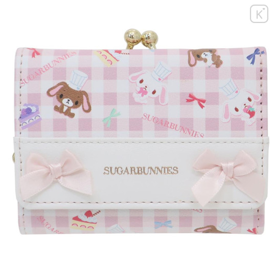 Japan Sanrio Trifold Wallet - Sugarbunnies : Pink Gingham Ribbon - 1