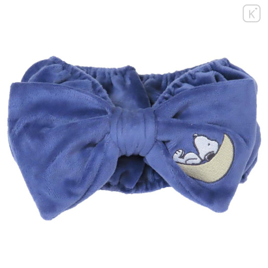 Japan Peanuts Hair Band with Ribbon - Snoopy : Moon Navy - 1