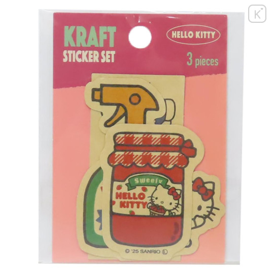 Japan Sanrio Kraft Sticker Set - Hello Kitty : Retro Supermarket - 1