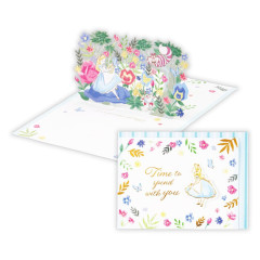 Japan Disney 3D Greeting Card - Alice in Wonderland : Time To Spend With You Flower Garden