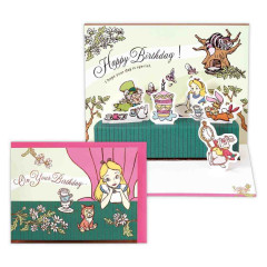 Japan Disney 3D Greeting Card - Alice in Wonderland : Happy Birthday Tea Party