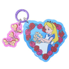 Japan Disney Acrylic Keychain - Alice in Wonderland : Coloful Flower Heart Blue