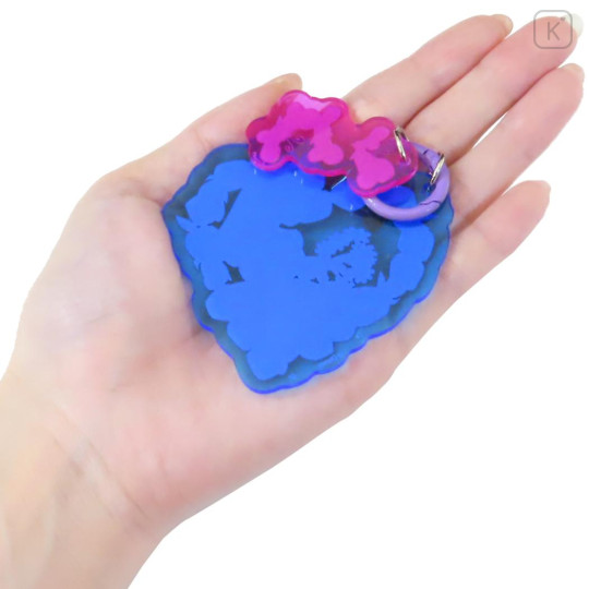 Japan Disney Acrylic Keychain - Alice in Wonderland : Coloful Flower Heart Blue - 2