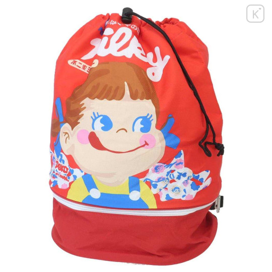 Japan Peko Chan Gym Sack Knapsack Drawstring Backpack - Milky Candy Red - 1