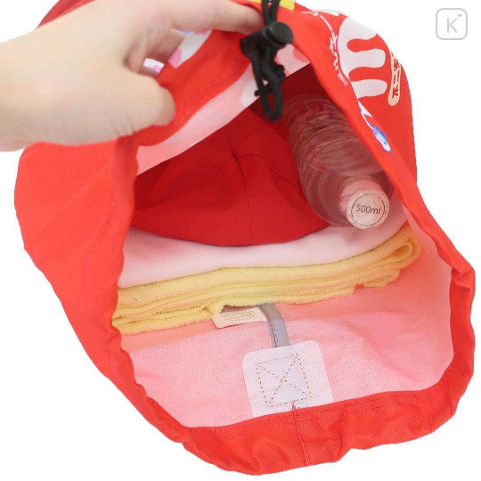 Japan Peko Chan Gym Sack Knapsack Drawstring Backpack - Milky Candy Red - 3