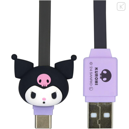 Japan Sanrio USB to Type-C Sync & Power Mascot Cable - Kuromi - 1