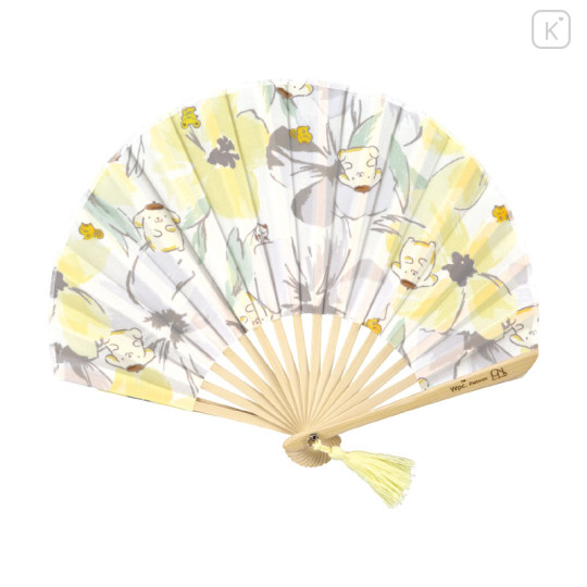 Japan Sanrio Bamboo Fan with Gift Box - Pompompurin - 1