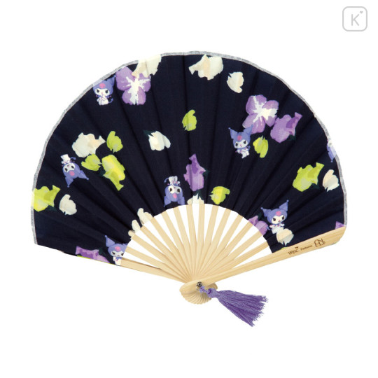 Japan Sanrio Bamboo Fan with Gift Box - Kuromi - 1