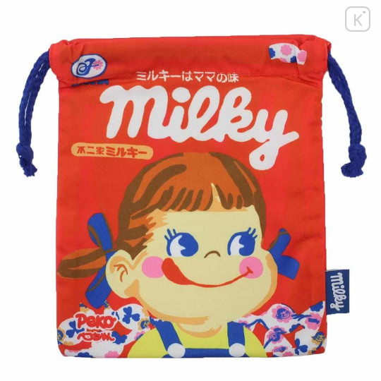 Japan Peko Chan Drawstring Pouch - Milky Candy Red - 1