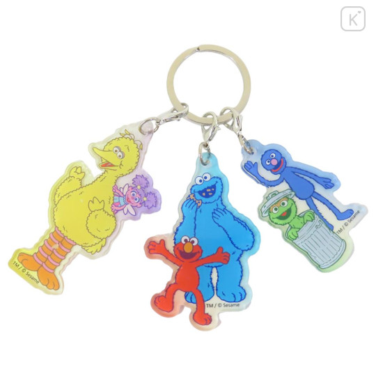 Japan Sesame Street Acrylic Keychain 3 Charm - Say Hi - 1