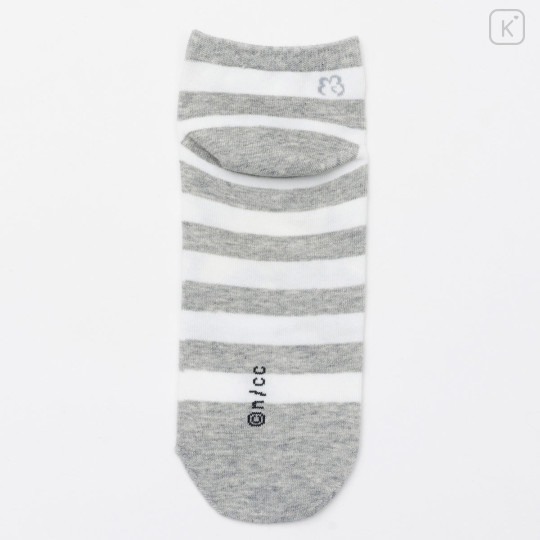Japan Chiikawa Crew Socks - Rakko : Yeah Striped Grey - 3