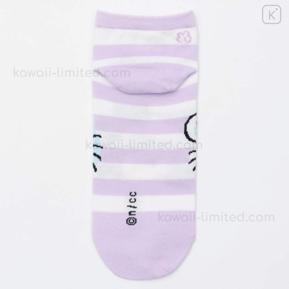 Japan Chiikawa Crew Socks - Momonga : Yeah Striped Purple | Kawaii