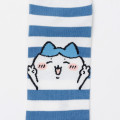 Japan Chiikawa Crew Socks - Hachiware : Yeah Striped Blue - 2