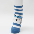Japan Chiikawa Crew Socks - Hachiware : Yeah Striped Blue - 5