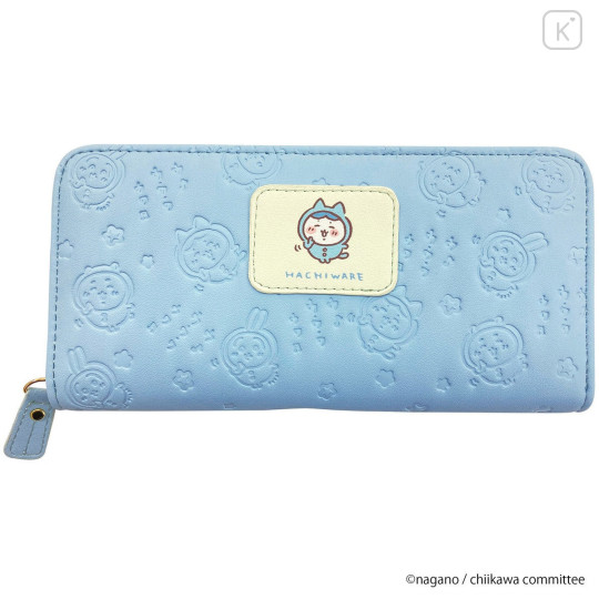 Japan Chiikawa Long Wallet - Chiikawa & Hachiware & Usagi : Happy Dance Embossed Blue - 8