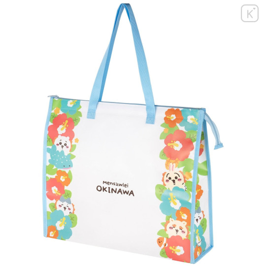 Japan Chiikawa Souvenir Laminated Woven PP Eco Shopping Bag - Chiikawa : Shisa Souvenir Shop Okinawa Hibiscus - 5