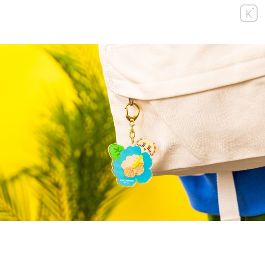 Japan Chiikawa Floating Sequins Keychain - Hachiware : Shisa Souvenir Shop Hibiscus - 3
