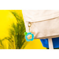 Japan Chiikawa Floating Sequins Keychain - Hachiware : Shisa Souvenir Shop Hibiscus - 3