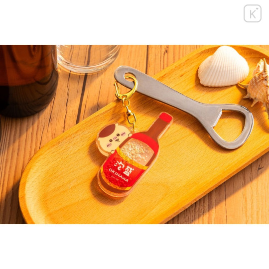 Japan Chiikawa Floating Sequins Keychain - Hachiware : Shisa Souvenir Shop Hibiscus - 5