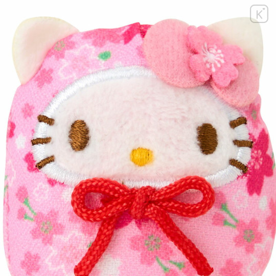 Japan Sanrio Plush Magnet - Hello Kitty : Sakura Daruma Pink - 3