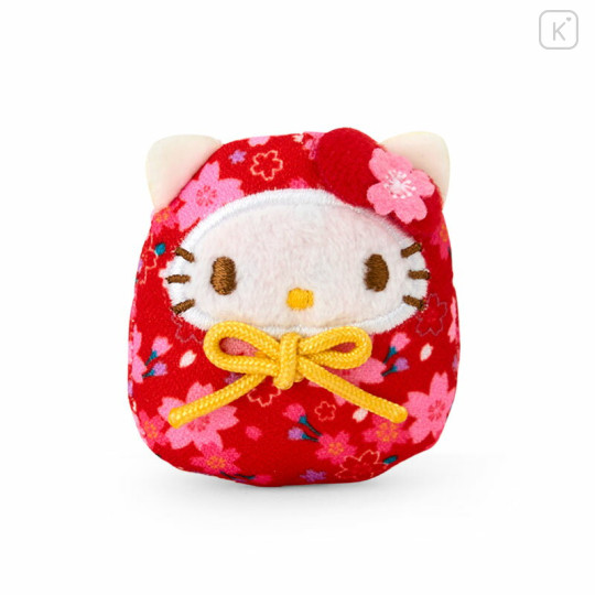 Japan Sanrio Plush Magnet - Hello Kitty : Sakura Daruma Red - 1