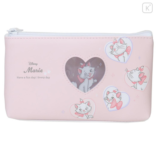 Japan Disney Pen Pouch Pencil Case - Marie : Wink Pink - 1