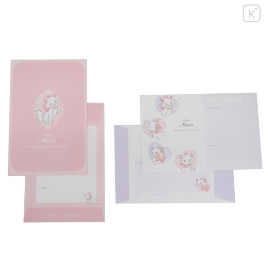 Japan Disney Volume Up Letter Envelope Set - Marie : Wink Pink - 3