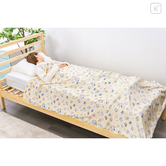 Japan Chiikawa Warm Large Blanket - Chiikawa & Hachiware & Usagi : Pastel Yellow - 2