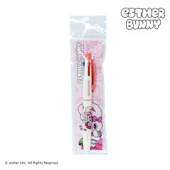 Japan Esther Bunny 3 Color Multi Ball Pen - Strawberry Love White Pink