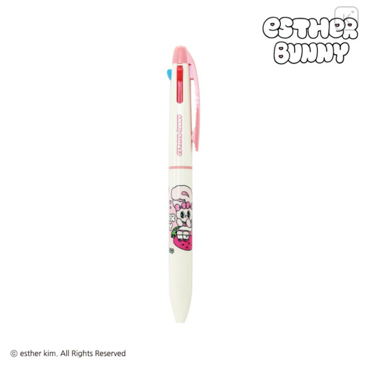 Japan Esther Bunny 3 Color Multi Ball Pen - Strawberry Love White Pink - 2