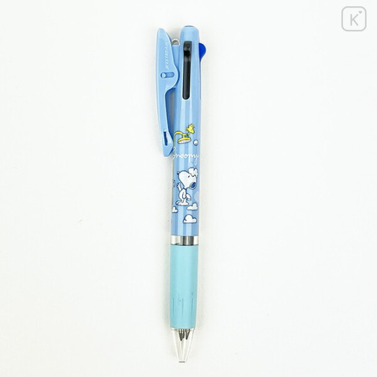 Japan Peanuts Jetstream 3 Color Multi Ballpoint Pen - Snoopy & Woodstock : Shower Blue - 1