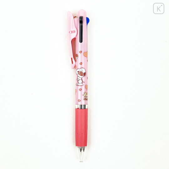 Japan Peanuts Jetstream 3 Color Multi Ballpoint Pen - Snoopy & Woodstock : Valentine Pink - 1