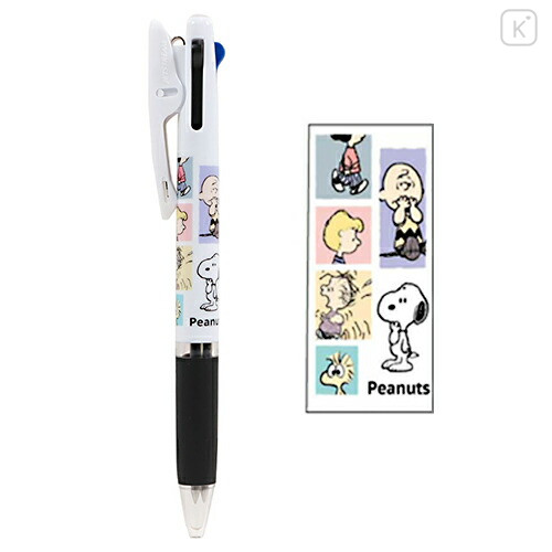 Japan Peanuts Jetstream 3 Color Multi Ballpoint Pen - Snoopy & Woodstock : Kids White - 1